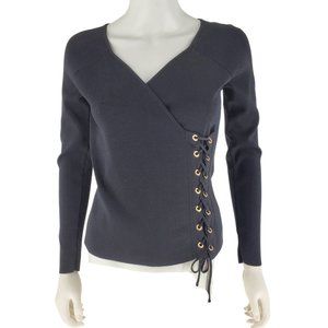 Carmen Marc Volvo Lace Up Grommet Wrap Knit Top